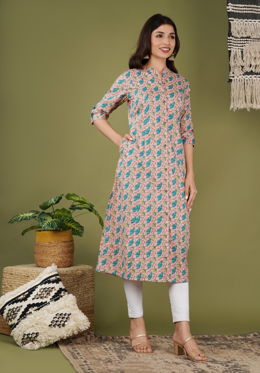 STF launch feel fresh south cotton with princess cut and pocket kurti - SM  CREATION