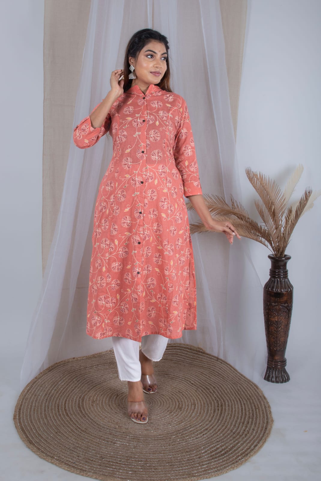 Floral Print Cotton Side Slit Kurti